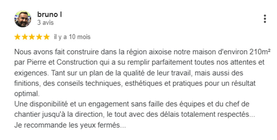 Témoignage client Pierre et construction